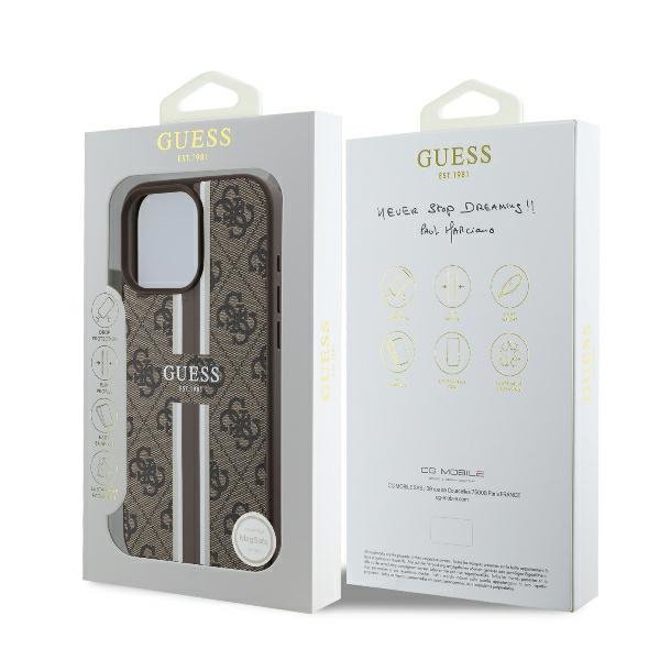 Guess GUHMP16LP4RPSW iPhone 16 Pro 6.3&quot; brązowy/brown hardcase 4G Printed Stripes MagSafe