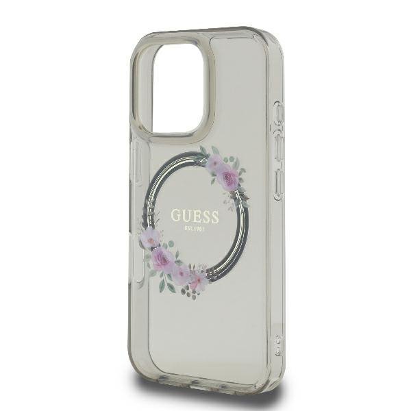 Guess GUHMP16LHFWFCK iPhone 16 Pro6.3&quot; czarny/black hardcase IML Flowers Wreath MagSafe
