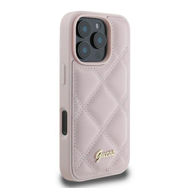 Guess GUHCP16LPSQSQSP iPhone 16 Pro6.3&quot; różowy/pink hardcase Quilted Metal Logo