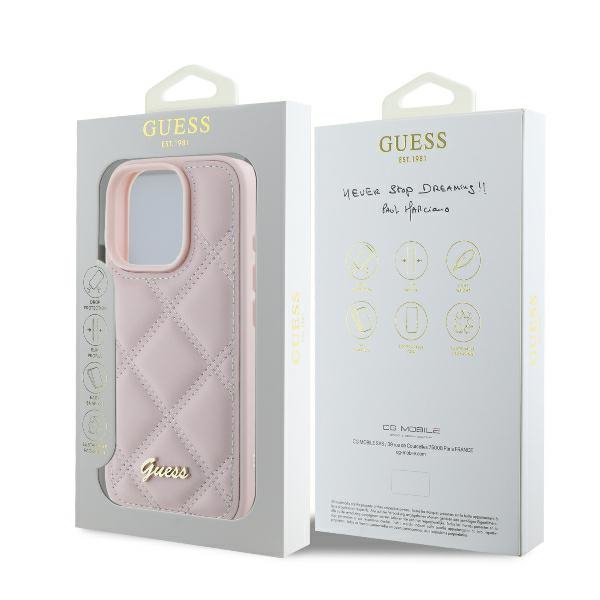 Guess GUHCP16LPSQSQSP iPhone 16 Pro6.3&quot; różowy/pink hardcase Quilted Metal Logo