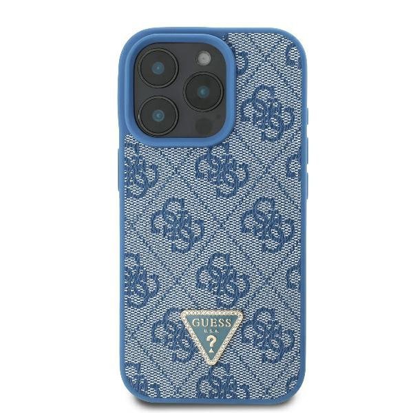 Guess GUHCP16LP4TDSCPB iPhone 16 Pro6.3&quot; niebieski/blue hardcase Leather Metal Logo Strass Crossbody