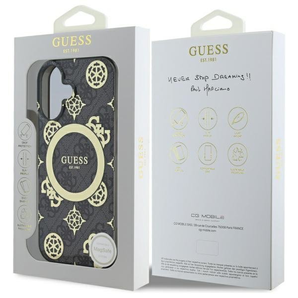 Guess GUHMP16SH4PYEEK iPhone 166.1&quot; czarny/black hardcase IML Peony On 4G Background MagSafe