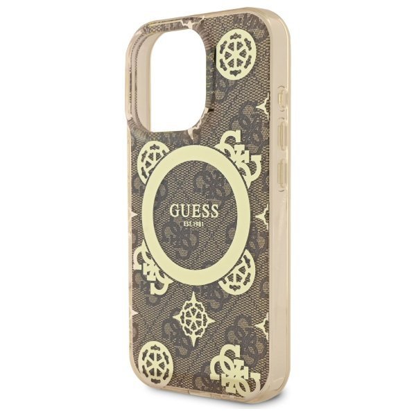 Guess GUHMP16LH4PYEEW iPhone 16 Pro6.3&quot; brązowy/brown hardcase IML Peony On 4G Background MagSafe