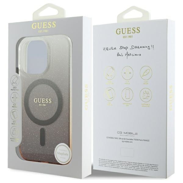 Guess GUHMP16LHGRCELW iPhone 16 Pro 6.3&quot; brązowy/brown hardcase IML Glitter Gradient MagSafe