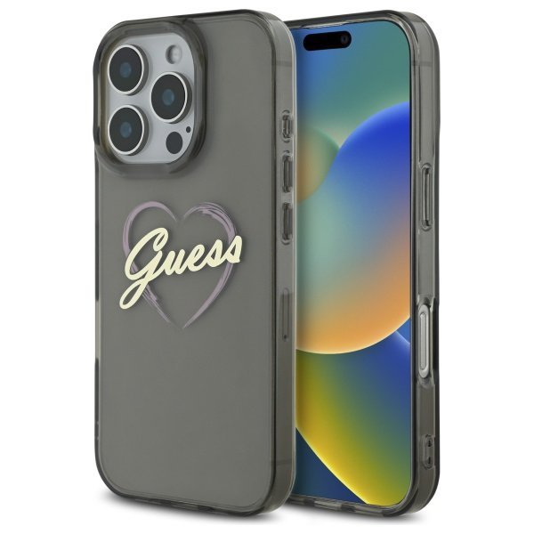 Guess GUHCP16LHCHGSPK iPhone 16 Pro 6.3&quot; czarny/black hardcase IML Heart