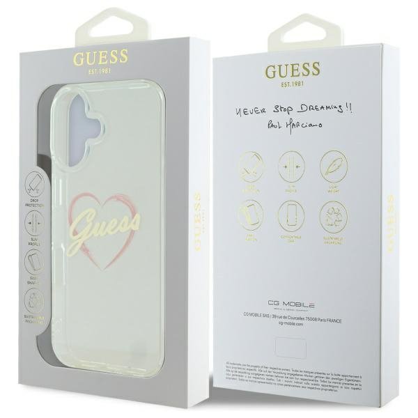 Guess GUHCP16MHCHGSPT iPhone 16 plus6.7&quot; przeźroczysty/transparent hardcase IML Heart