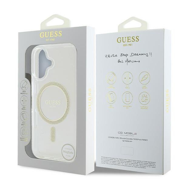 Guess GUHMP16SHFGERET iPhone 166.1&quot; przeźroczysty/transparent hardcase IML Glitter Circle MagSafe