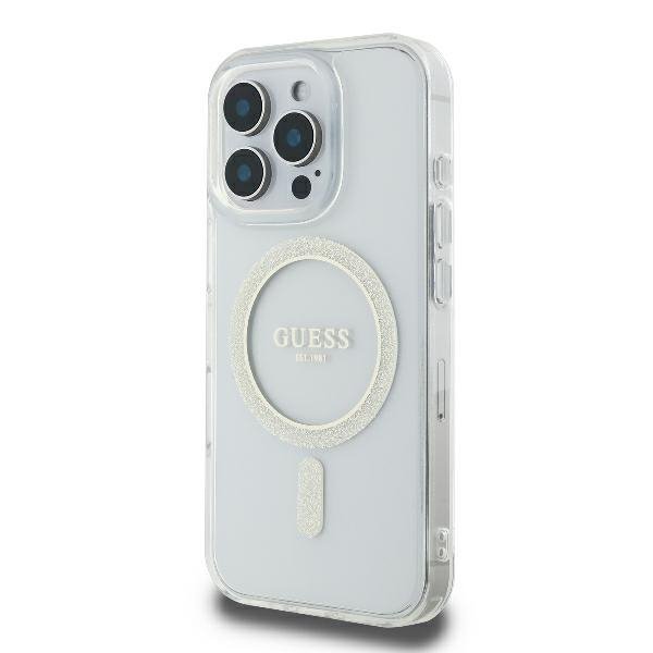 Guess GUHMP16LHFGERET iPhone 16 Pro6.3&quot; przeźroczysty/transparent hardcase IML Glitter Circle MagSafe