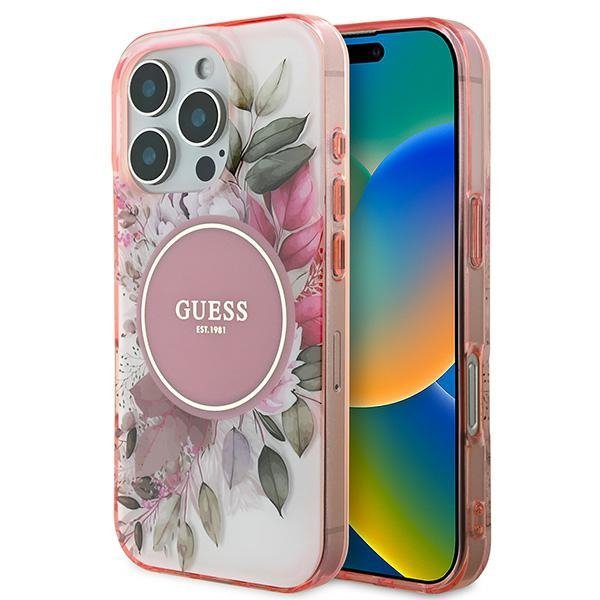 Guess GUHMP16XHFWBDCEP iPhone 16 Pro Max6.9&quot; różowy/pink hardcase IML Flower & Tonal Circle MagSafe