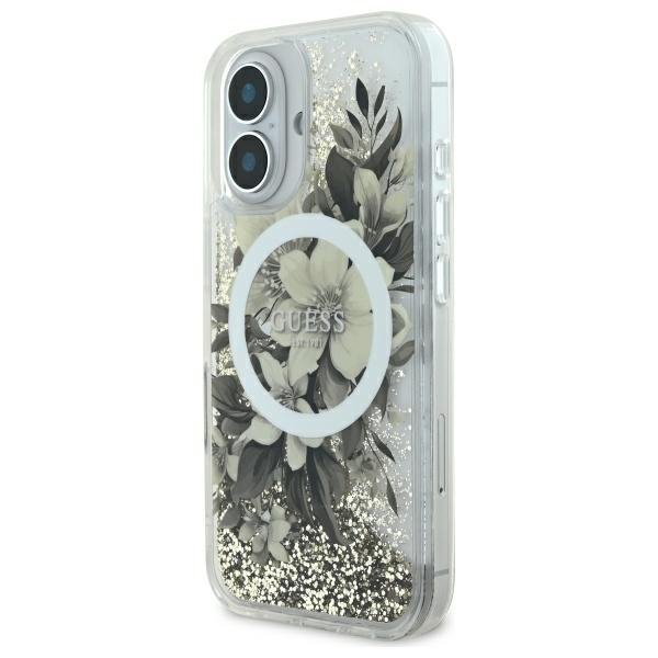 Guess GUHMP16SLFMWTE iPhone 166.1&quot; beżowy/beige hardcase Liquid Glitter Flower MagSafe