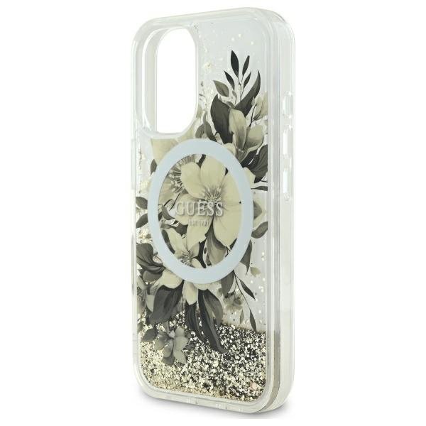 Guess GUHMP16SLFMWTE iPhone 166.1&quot; beżowy/beige hardcase Liquid Glitter Flower MagSafe