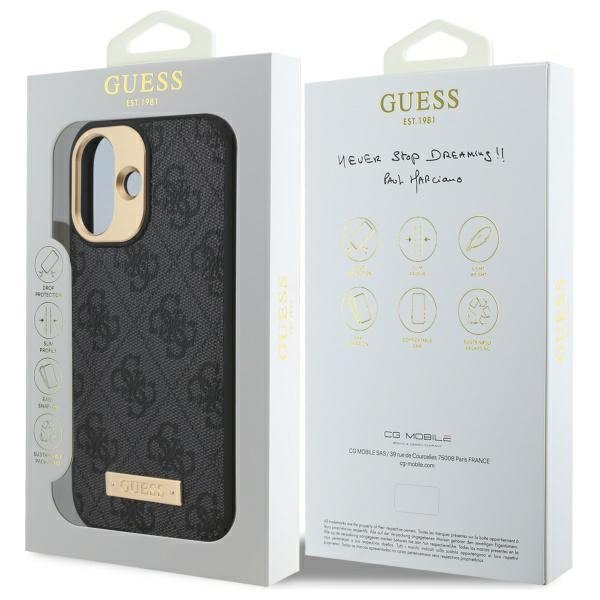 Guess GUHMP16MU4GPRK iPhone 16 Plus 6.7&quot; czarny/black hardcase 4G Logo Plate MagSafe
