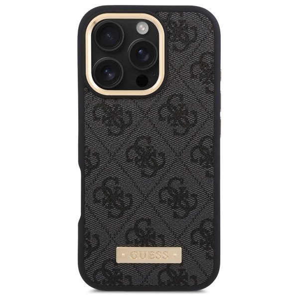Guess GUHMP16LU4GPRK iPhone 16 Pro 6.3&quot; czarny/black hardcase 4G Logo Plate MagSafe
