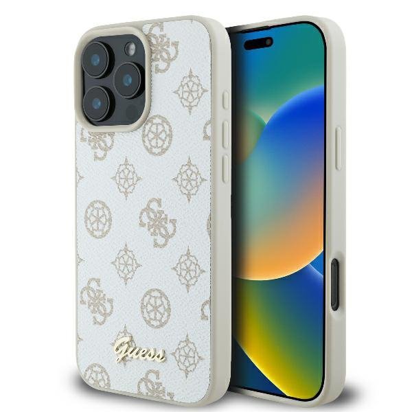 Guess GUHMP16LPGPYSH iPhone 16 Pro6.3&quot; biały/white hardcase Peony Script Logo MagSafe