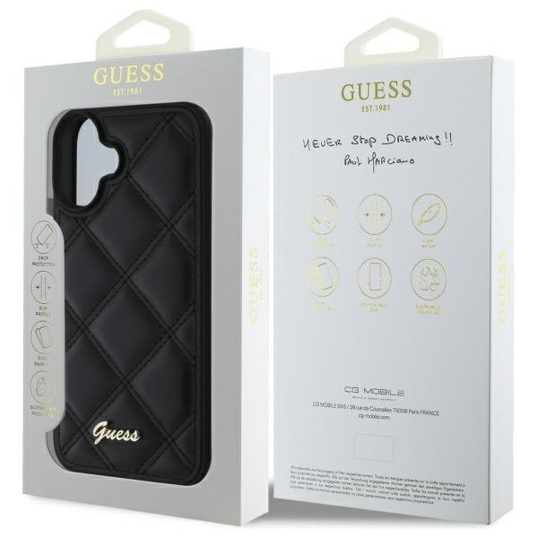 Guess GUHCP16SPSQSQSK iPhone 166.1&quot; czarny/black hardcase Quiled Metal Logo