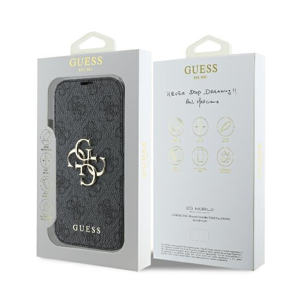 Guess GUBKP16S4GMGGR iPhone 16 6.1&quot; czarny/black book 4G Metal Logo