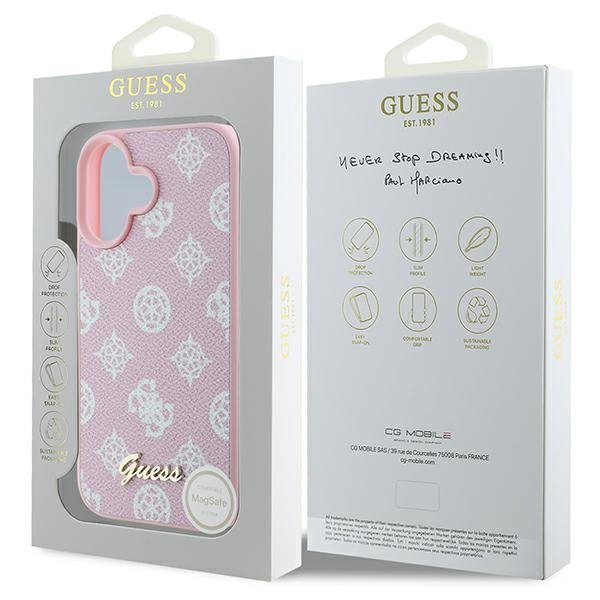 Guess GUHMP16MPGPYSP iPhone 16 Plus6.7&quot; różowy/pink hardcase Peony Script Logo MagSafe