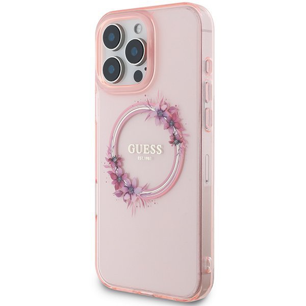 Guess GUHMP16XHFWFCP iPhone 16 Pro Max6.9&quot; różowy/pink hardcase IML Flowers Wreath MagSafe