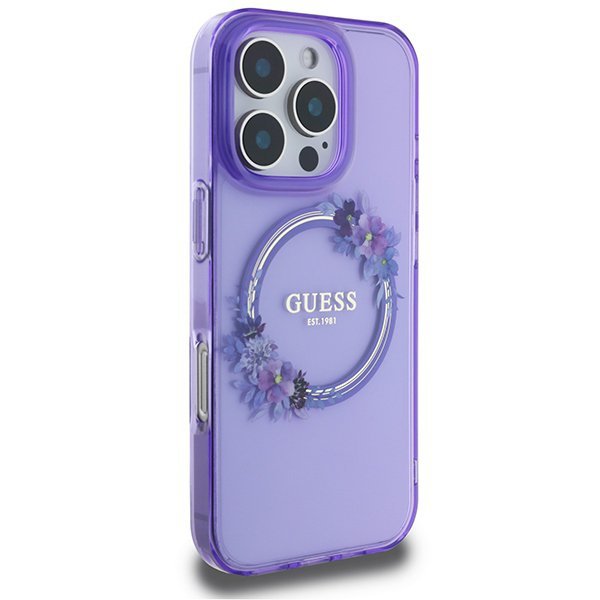 Guess GUHMP16XHFWFCU iPhone 16 Pro Max6.9&quot; fioletowy/purple hardcase IML Flowers Wreath MagSafe