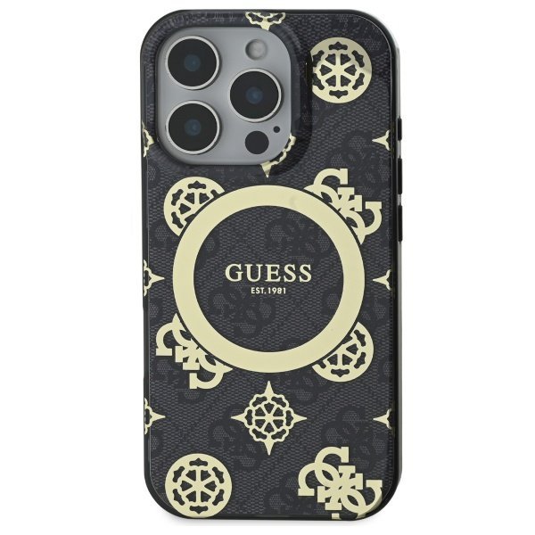 Guess GUHMP16LH4PYEEK iPhone 16 Pro 6.3&quot; czarny/black hardcase IML Peony On 4G Background MagSafe