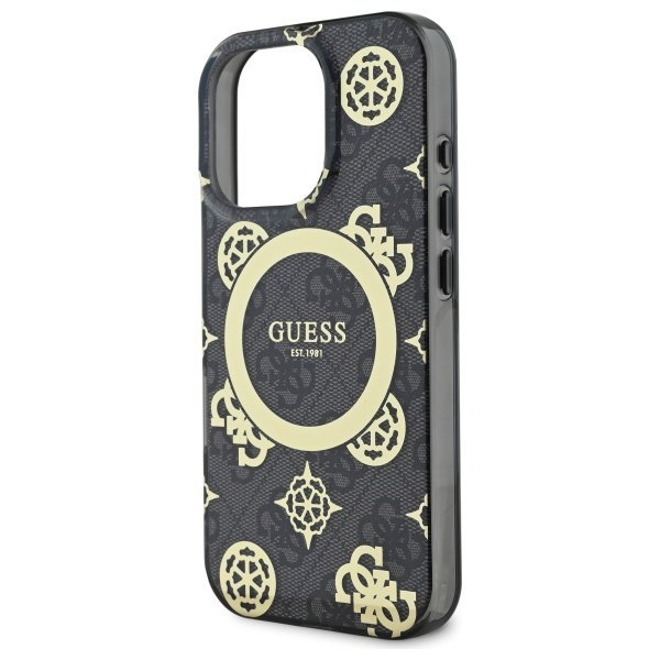 Guess GUHMP16LH4PYEEK iPhone 16 Pro 6.3&quot; czarny/black hardcase IML Peony On 4G Background MagSafe