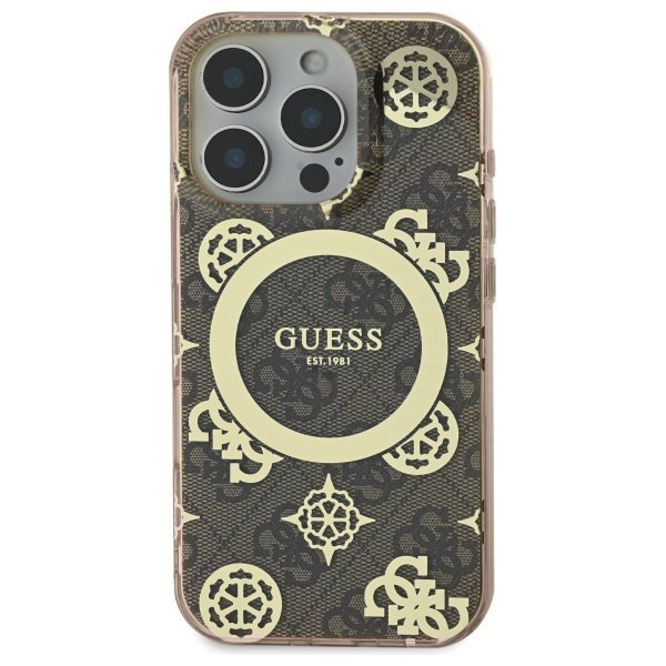 Guess GUHMP16XH4PYEEW iPhone 16 Pro Max  6.9&quot; brązowy/brown hardcase IML Peony On 4G Background MagSafe