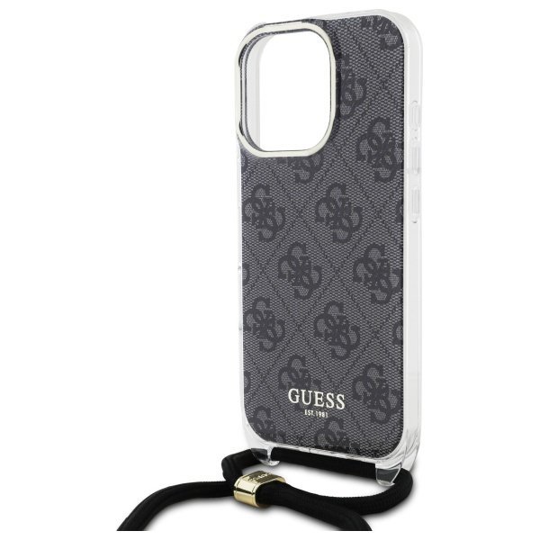 Guess GUHCP16LHC4SEK iPhone 16 Pro 6.3&quot;  czarny/black hardcase Crossbody Cord 4G Print
