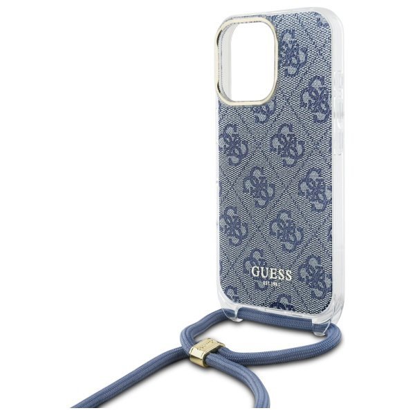 Guess GUHCP16LHC4SEB iPhone 16 Pro 6.3&quot;  niebieski/blue hardcase Crossbody Cord 4G Print