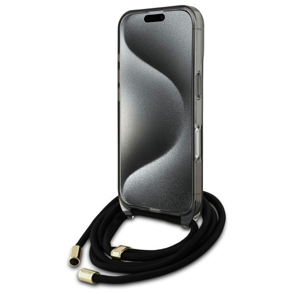 Guess GUHMP16SHCTSGNSK iPhone 16 6.1&quot;    czarny/black hardcase Crossbody Cord Script MagSafe