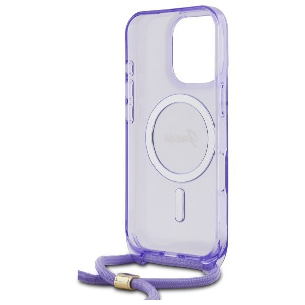 Guess GUHMP16XHCTSGNSU iPhone 16 Pro Max 6.9&quot; fioletowy/purple hardcase Crossbody Cord Script MagSafe