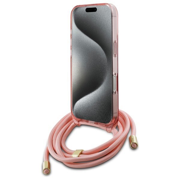 Guess GUHMP16XHCTSGNSP iPhone 16 Pro Max 6.9&quot; różowy/pink hardcase Crossbody Cord Script MagSafe