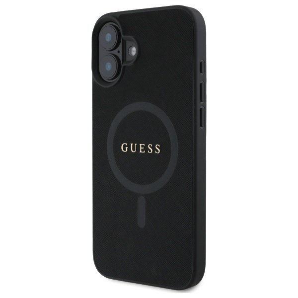 Guess GUHMP16SPSAHMCK iPhone 16 6.1&quot;     czarny/black hardcase Saffiano Classic Logo MagSafe