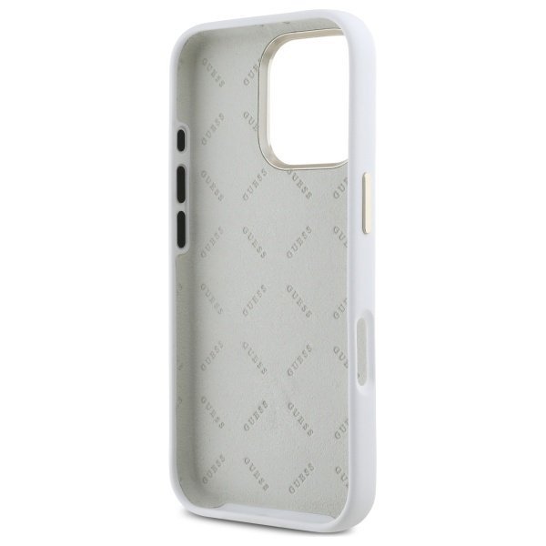 Guess GUHCP16LM4DGPH iPhone 16 Pro 6.3&quot;  biały/white hardcase Silicone Logo Strass 4G