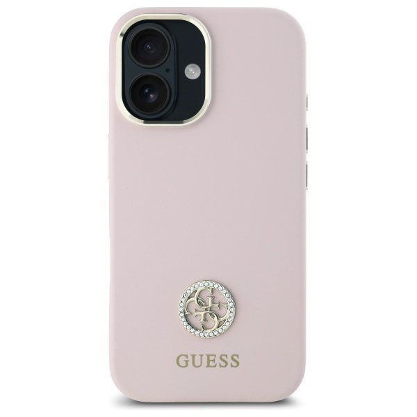 Guess GUHCP16SM4DGPP iPhone 16 6.1&quot;      jasnoróżowy/pink hardcase Silicone Logo Strass 4G