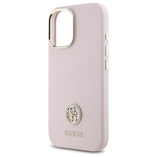 Guess GUHCP16SM4DGPP iPhone 16 6.1&quot;      jasnoróżowy/pink hardcase Silicone Logo Strass 4G