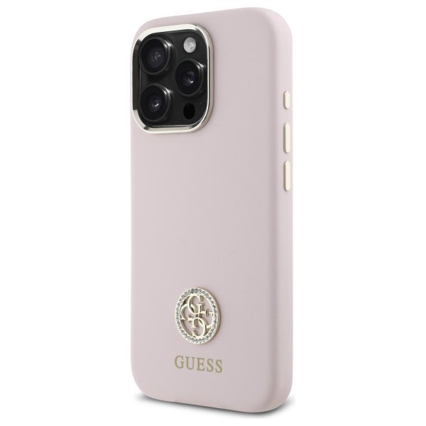 Guess GUHCP16LM4DGPP iPhone 16 Pro 6.3&quot; jasnoróżowy/pink hardcase Silicone Logo Strass 4G