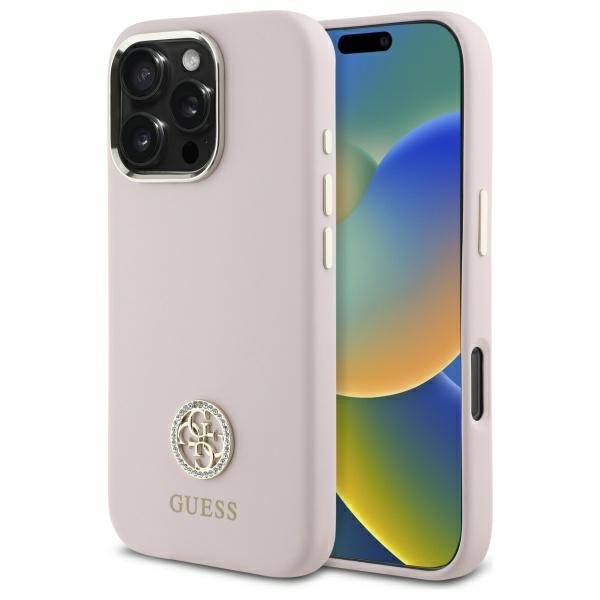 Guess GUHCP16XM4DGPP iPhone 16 Pro Max   6.9&quot; jasnoróżowy/pink hardcase Silicone Logo Strass 4G