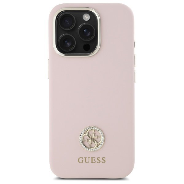 Guess GUHCP16XM4DGPP iPhone 16 Pro Max   6.9&quot; jasnoróżowy/pink hardcase Silicone Logo Strass 4G