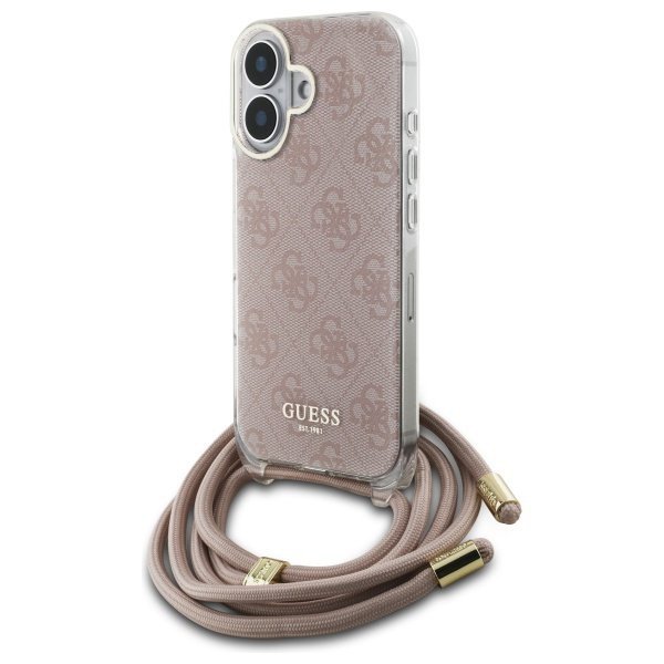 Guess GUHCP16SHC4SEP iPhone 16 6.1&quot;      różowy/pink hardcase Crossbody Cord 4G Print