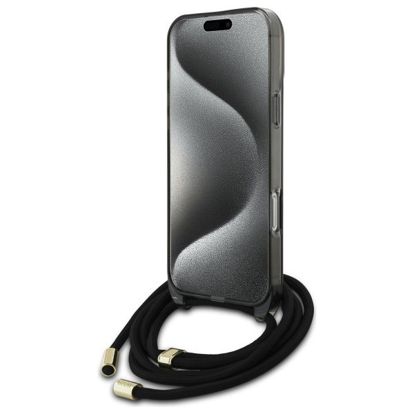 Guess GUHMP16LHCTSGNSK iPhone 16 Pro     6.3&quot; czarny/black hardcase Crossbody Cord Script MagSafe