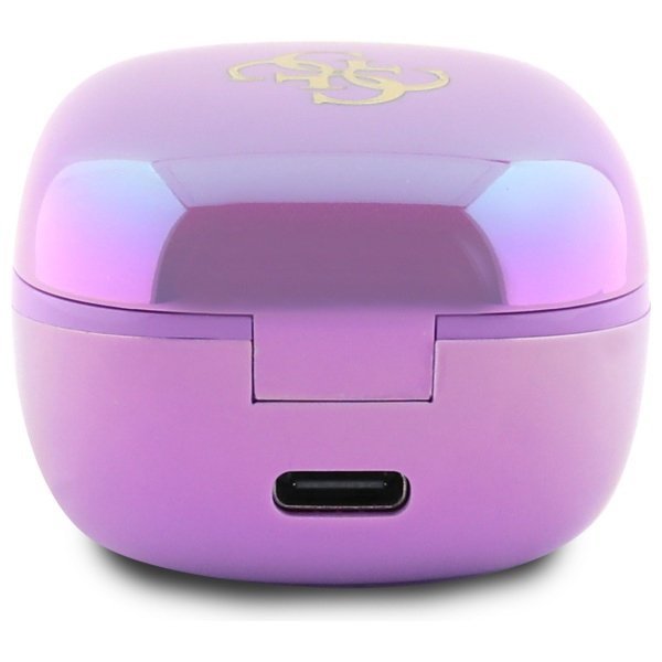 Guess słuchawki Bluetooth GUTWSJ144ESU   TWS + stacja dokująca fioletowy/purple Iridescent 4G Printed Logo