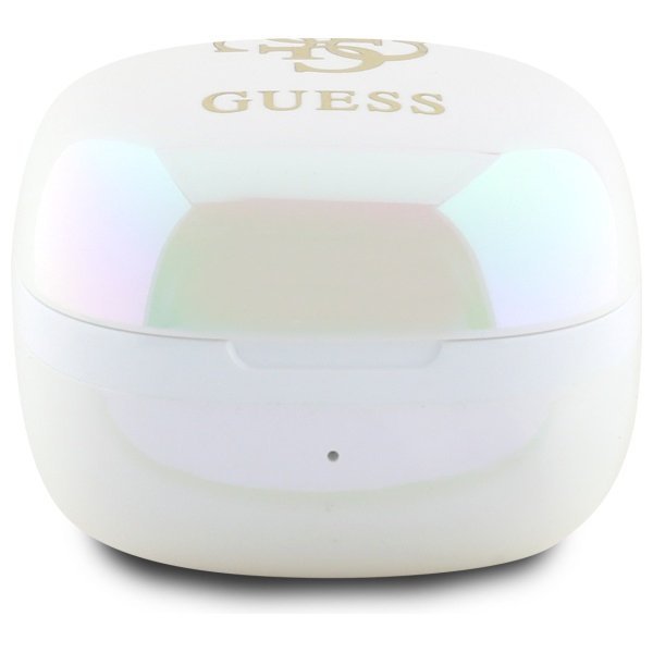 Guess słuchawki Bluetooth GUTWSJ144ESH   TWS + stacja dokująca biały/white Iridescent 4G Printed Logo