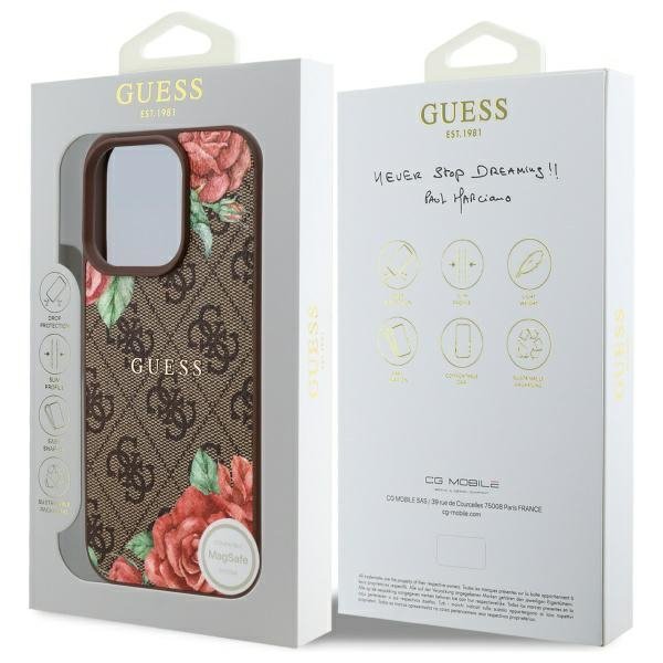 Guess GUHMP16LP4ROPEMCW iPhone 16 Pro    6.3&quot; brązowy/brown hardcase 4G Flowers Print MagSafe