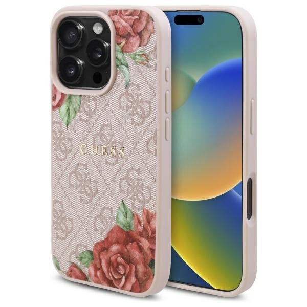 Guess GUHMP16XP4ROPEMCP iPhone 16 Pro    Max 6.9&quot; różowy/pink hardcase 4G Flowers Print MagSafe
