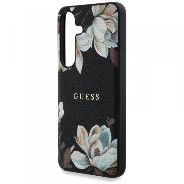 Etui Guess Grained Printed Flower        Pattern MagSafe do Samsung Galaxy S25 czarny