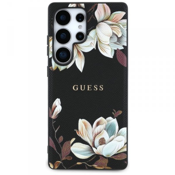 Etui Guess Grained Printed Flower        Pattern MagSafe do Samsung Galaxy S25 Ultra czarny