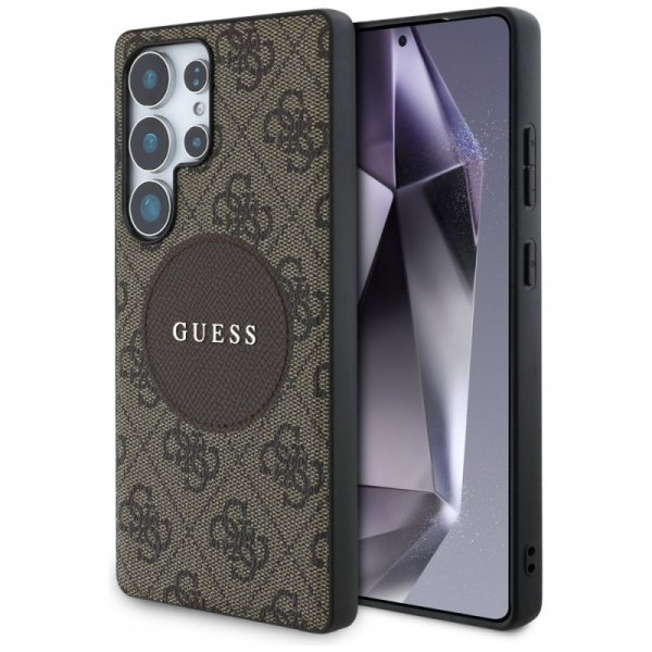 Etui Guess 4G Round Patch Classic Logo   MagSafe do Samsung Galaxy S25 Ultra brązowy