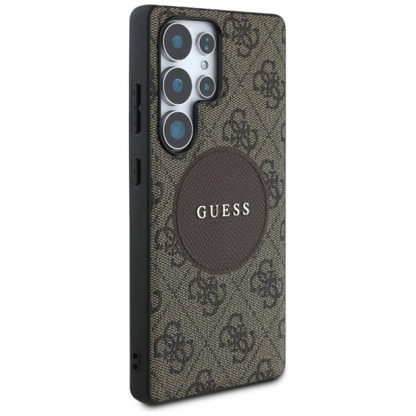 Etui Guess 4G Round Patch Classic Logo   MagSafe do Samsung Galaxy S25 Ultra brązowy