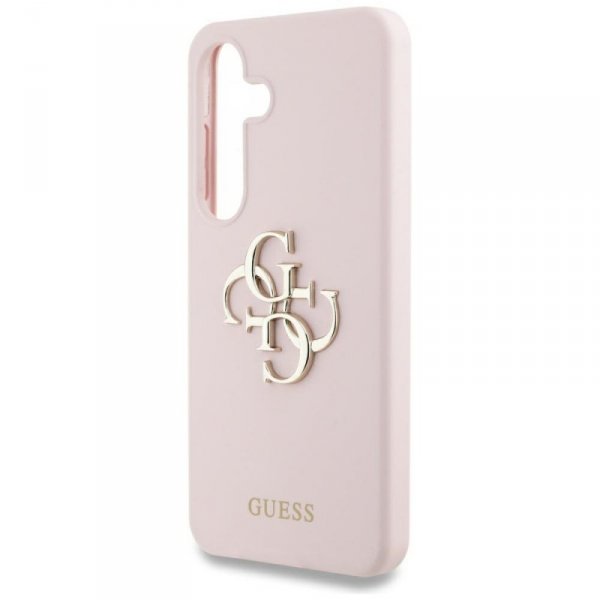 Etui Guess Silicone Big 4G Logo Bottom   Script Samsung Galaxy S25 różowy