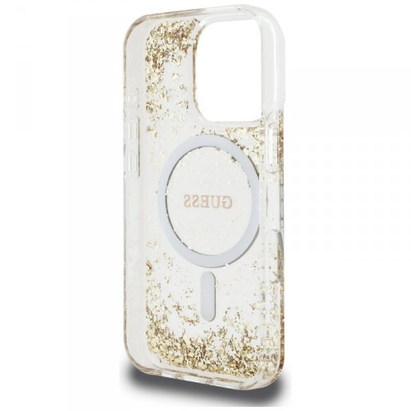 Etui Guess HC Resin Bottom Glitter do    iPhone 16 Pro MagSafe złoty